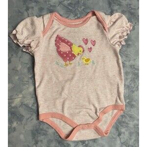 John Deere Tractor Baby Girl Glitter Chicken Onesie Bodysuit, Size 3-6 months